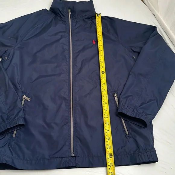 Ralph Lauren Polo navy blue hidden hood full zip windbreaker